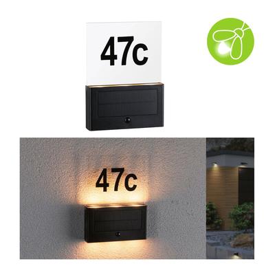 Paulmann Solar LED Hausnummernleuchte Neda Bewegungsmelder insektenfreundlich IP44 2200K 18lm Anthrazit 94725