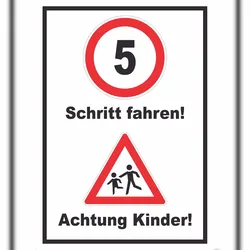 HB-Druck Schritt fahren Achtung Kinder Schild A4 (210x297mm)