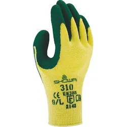 SHOWA 310 Latex Grip Handschuh – flexibel, atmungsaktiv, griffig gelb/grün L/9