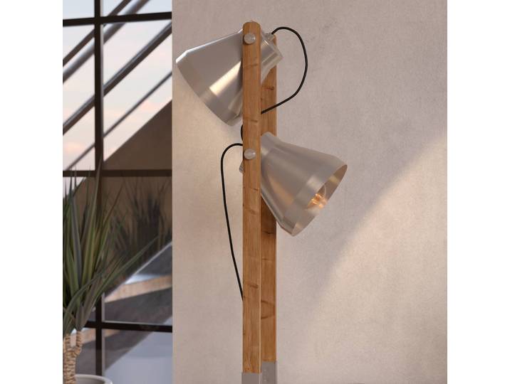 EGLO Stehlampe Cawton, Holz dunkel, für Wohn- / Esszimmer, Holz, Industrielles Design