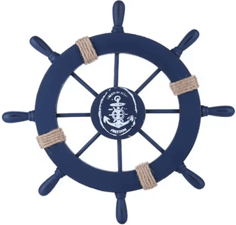 Inspire Curations Vintage Wooden Ship Wheel Wall Decor Nautical Boat Steering Helm For Coastal Home Styling blue