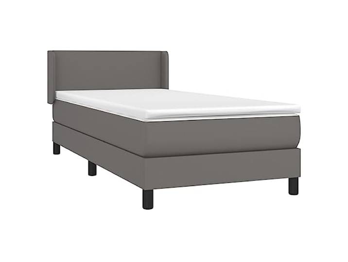 vidaXL Boxspringbett mit Matratze Grau 90x200 cm Kunstleder