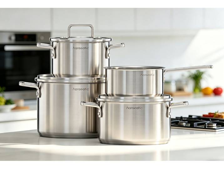 Topf-Set HANSEATIC DAILY, mit Antihaftbeschichtung , silber (silberfarben), Töpfe, Topf-Set, für alle Herdarten, Induktion