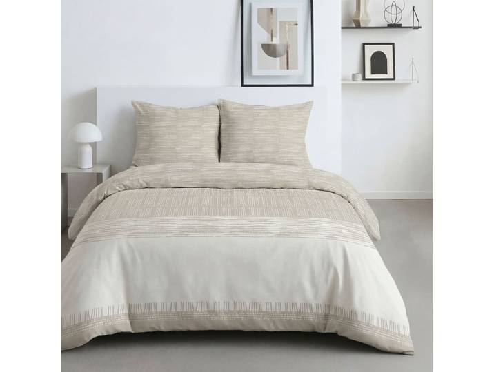 Parure de lit imprimé graphique 260x240cm beige