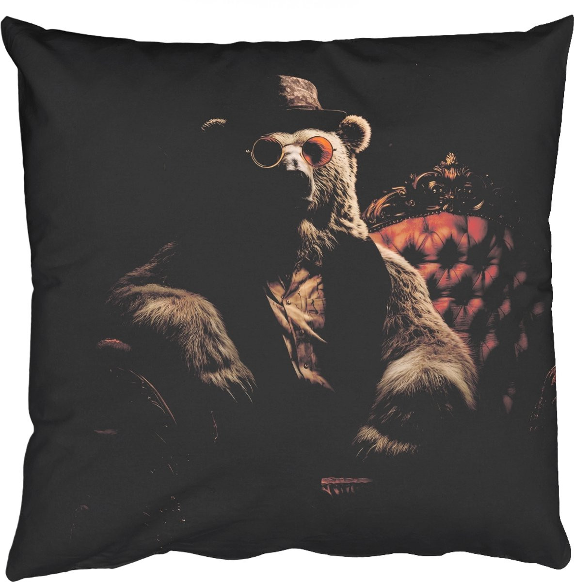 PillowMonkey Sierkussen Ijsbeer met Hoed en Bril - 40 x 40 cm