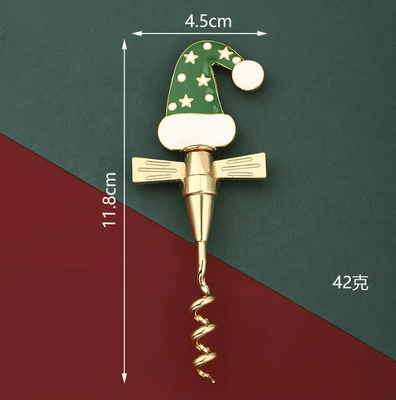 Inspire Curations Christmas Bear & Puppy Wine Bottle Opener Gift Corkscrew green Hat