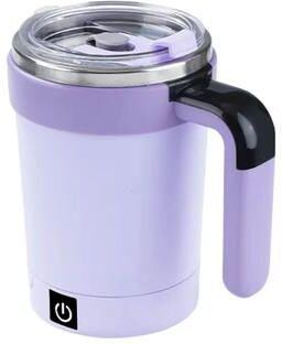 Inspired Finds Rechargeable Self Stirring Mug Magnetic Mixing Cup Stainless Steel Coffee Tumbler purple