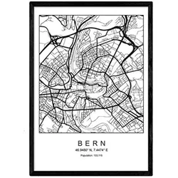 POSTER Bern Stadtkarte – Nordisch A3 Rahmenlos