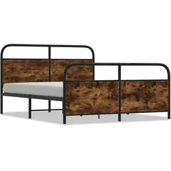 vidaXL Metallbett ohne Matratze Räuchereiche 160x200 cm