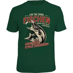 Rahmenlos "Ein Tag ohne Fischen..." T-Shirt Herren (Grün), Grün, L