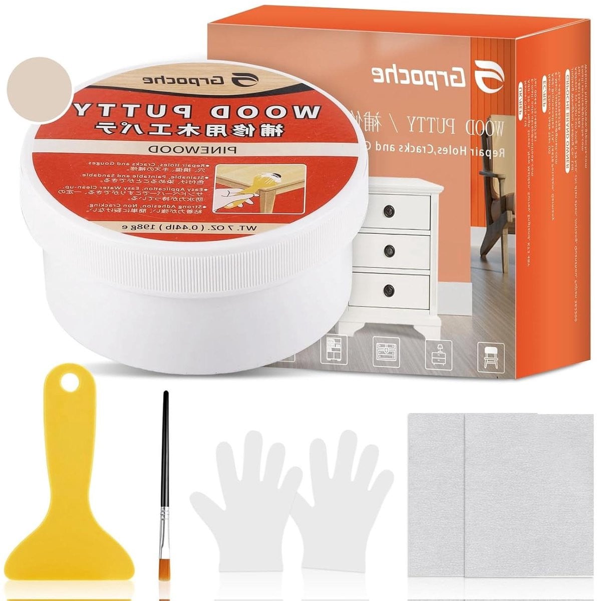 Houtreparatie Kit Houtvuller Plamuur voor Meubels Herstellen - Pine - 200 gram