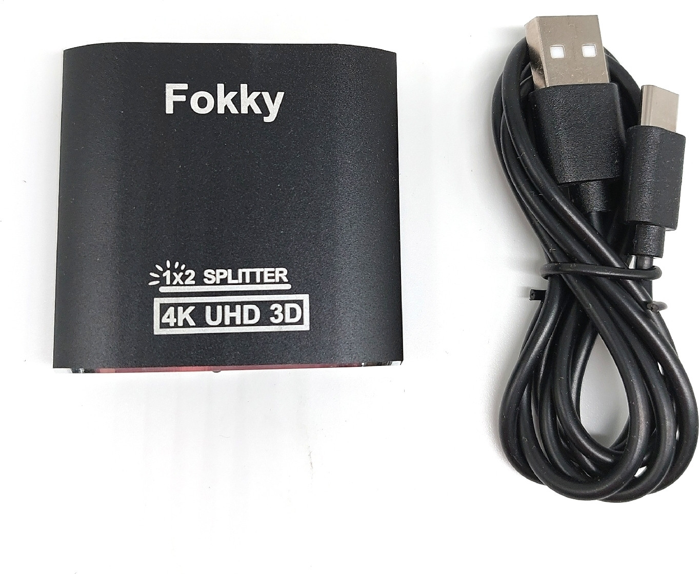 FOKKY Aluminium HDMI-splitter, 4K@60Hz, 1 naar 2 uitgangen, ondersteunt HDCP, UHD, 1080P en 3D