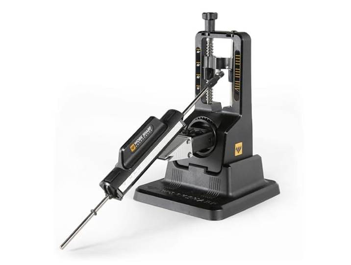 WORK SHARP™® Precision Adjust Elite - Profi Messerschärfer mit Winkel 15-30°- Diamant Messerschleifer manuell - Schärfsystem Set mit 3x Tri-Brasive-Griff 220, 320, 400, 600, 800, Keramik & Leder
