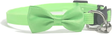 Inspire Curations CharmingBell Adjustable Bow Cat Collar fluorescent Green