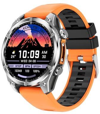 Multisell Products Hub Pro Smart Watch For Men Sport Heart Rate, Flashlight, Compass, And Password Lock   AMOLED Smartwatch orange