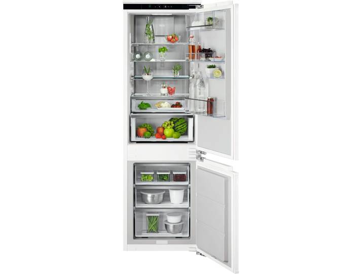 AEG Einbaukühlgefrierkombination TSC8M181BC , Energieeffizienz: B (A-G), silber (weiß), Rechtsanschlag, Kühlschränke, 360Cooling-optimale Luftfeuchtigkeit & Zirkulation, NoFrost, Festtür