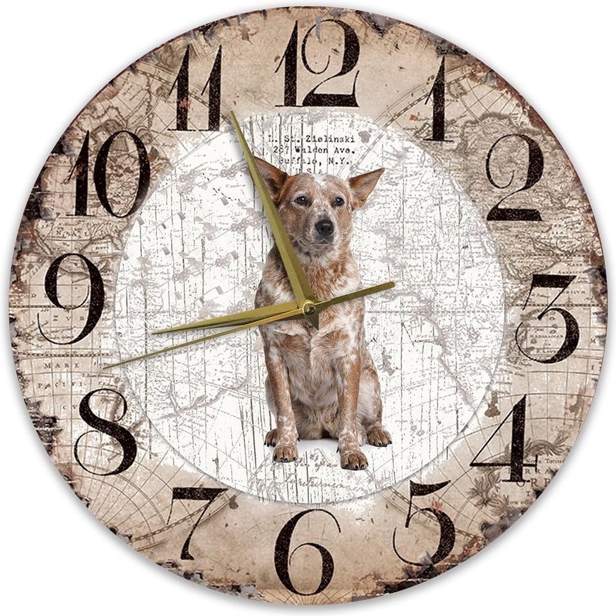 Houten Analoge Klok met Australian Cattle Dog Motief - 30 cm