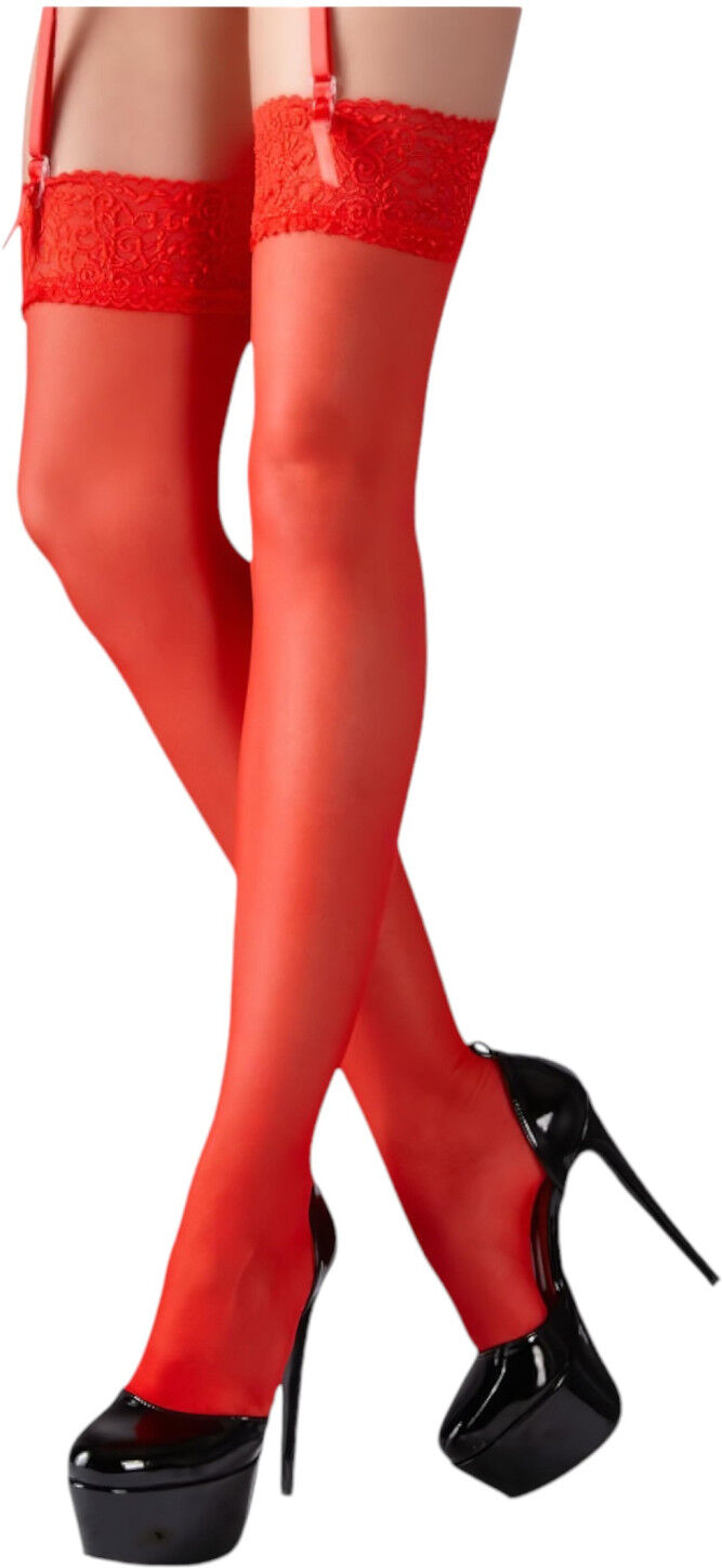 Cottelli - Red Lace Stockings - 3/M-L