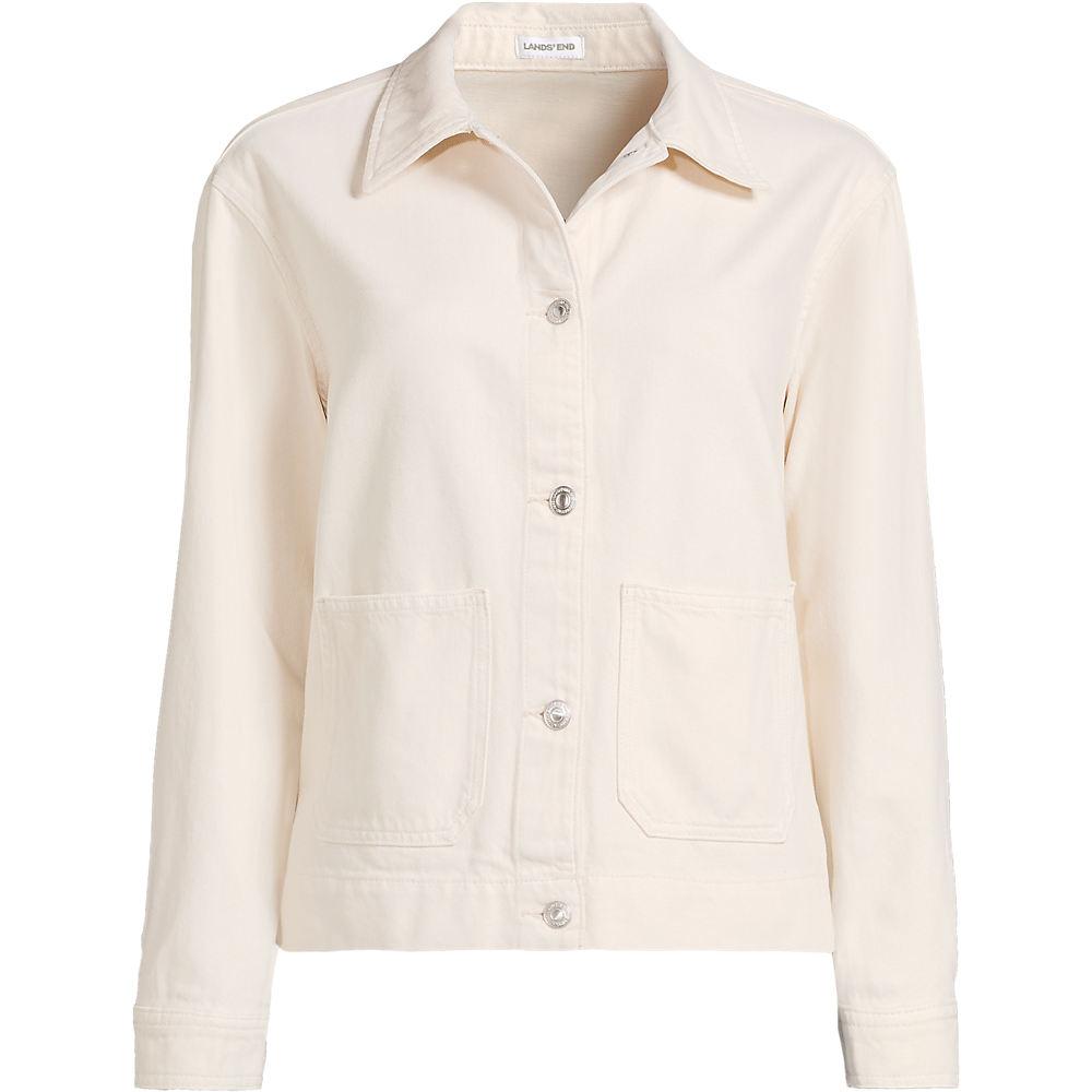 Soft Comfort Jeansjacke im Leinenmix in Petite-Größe, Damen, size: petite, Elfenbein, by Lands' End