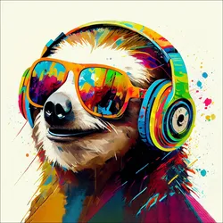 Glasbild HEADPHONES (BHT 30x30x1,30 cm) - bunt - BHT 30x30x1,30 cm