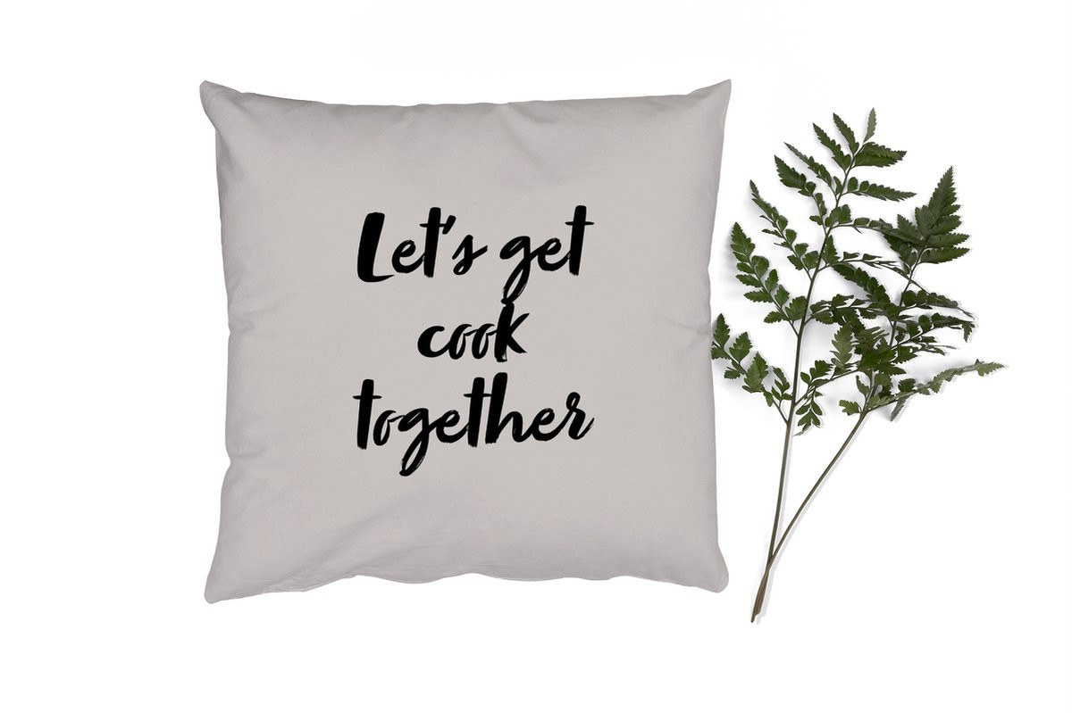 PillowMonkey Sierkussen Quotes Let's get cook together - 50 x 50 cm