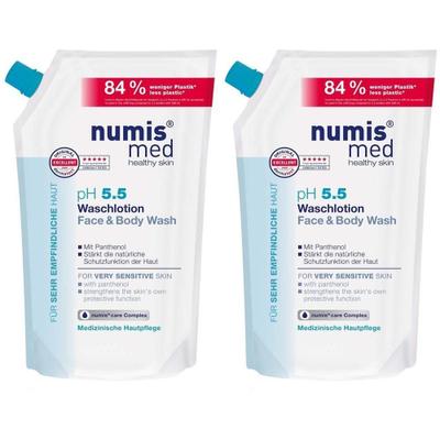 Numis med pH 5,5 Waschlotion Nachfüllbeutel 2x 2x500 ml Duschgel