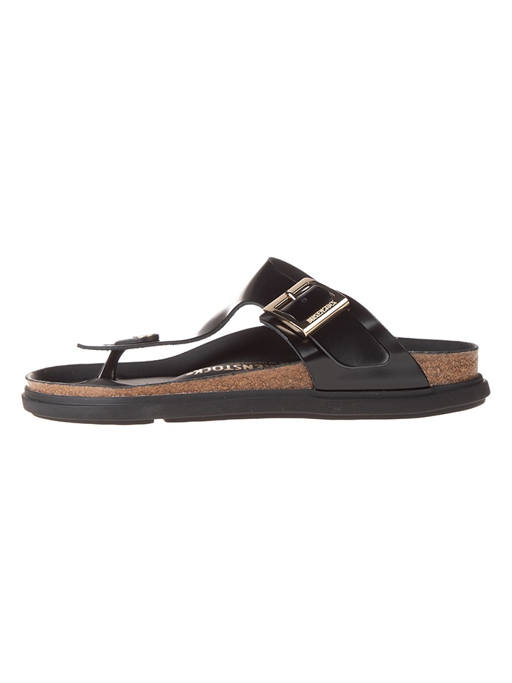 Birkenstock Leder-Zehentrenner "Gizeh BB Lena" in Schwarz - 41