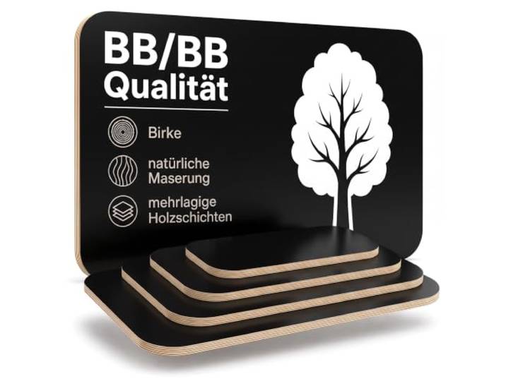 AUPROTEC Tischplatte 18mm Multiplexplatte mit Eckenradius 100 mm melaminbeschichtet: schwarz (900 x 500 mm / 90 x 50 cm)