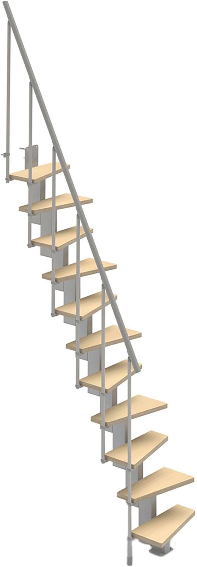 Kompassobyrintal SCALA SALVASPAZIO SMALL 11 GRADINI IN LEGNO DI PINO NATURALE ACCIAIO GRIGIO