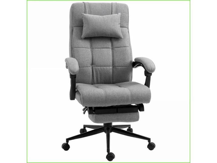 Chaise de bureau - Vinsetto - Ergonomique réglable avec appuie-tête & appuie-pieds - Lin - Gris Clair