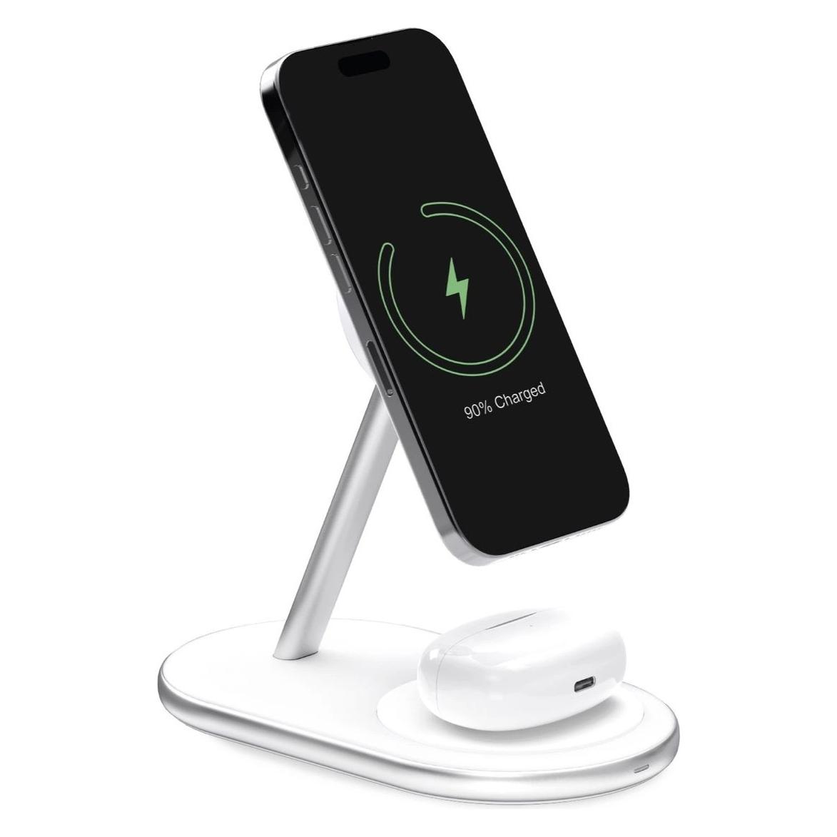 Puro 2in1 Mag Station Kabellose Ladestation für Telefon und Kopfhörer - Weiss (15 W) (PUFCCSQIMAG5WHI)