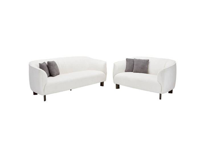Mid.you Sitzgarnitur, Creme, Holz, 2-teilig, Kautschukholz, massiv, Füllung: Polyester, Wohnzimmer, Sofas & Couches, Sitzgarnituren