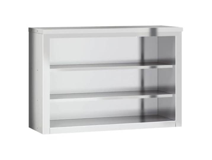 Helloshop26 02_0047582 Wandschrank aus Edelstahl, 110 x 40 x 75 cm, modernes Design mit 2 Einlegeböden, silberfarben