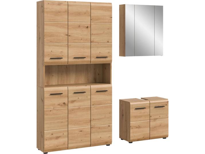 Badezimmer-Set WELLTIME, braun (artisan oak nb), B:165cm H:185cm T:30cm, Holzwerkstoff, MDF, Kastenmöbel-Sets, Badezimmer-Set, Bad-Kombination, Bad-Möbel, Badezimmer, Kombination, Kombi