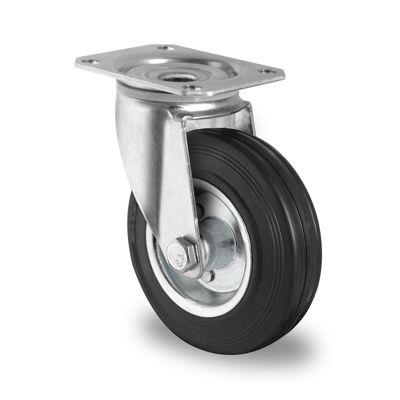 CASCOO Lenkrolle SWS4, mit Rad-ø 80 mm x B 35 mm, Stahl-Felge, Vollgummi-Lauffläche, schwarz, Rollenlager, bis 70 kg