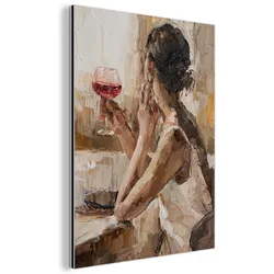 METALLBILD Ölgemälde - Frau - Wein 30x40 cm