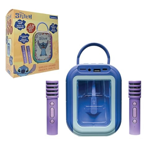 Lexibook Stitch Bluetooth Karaoke Machine met 2 Draadloze Microfoons, Blauw, BTC030D
