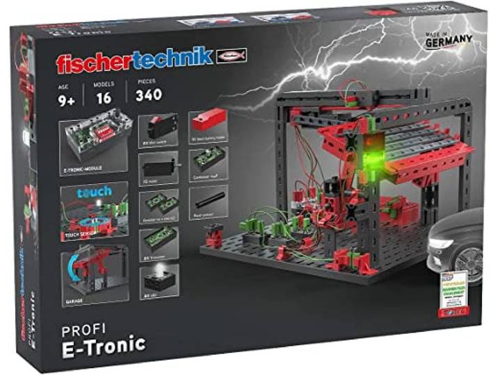 fischertechnik 559883 PROFI E-tronic – Elektronik Bausatz für Kinder ab 9 Jahren, Experimentierkasten mit Transistoren & Kondensatoren, fördert technisches Verständnis, Schwarz