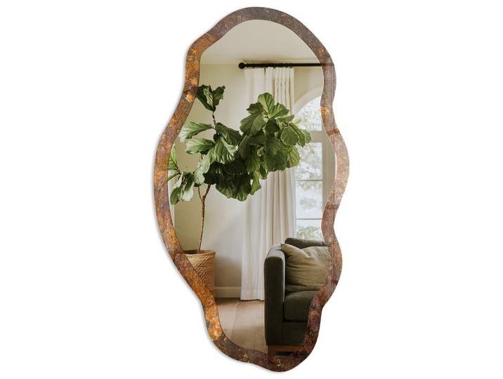 SPIEGEL 90x45 cm asymmetrisch mit Druck - Rostige Textur