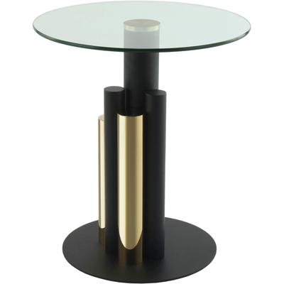 Beistelltisch KAYOOM "Ontario 225, Runde Glasplatte aus Sicherheitsglas, 100% Edelstahl", gold (gold, klar, gold, klar), B:46cm H:52cm T:46cm, 100% Edelstahl, 100% Aluminium, 100% Eisen / Sicherheitsglas, Tische, Beistelltisch, Modernes Design,...