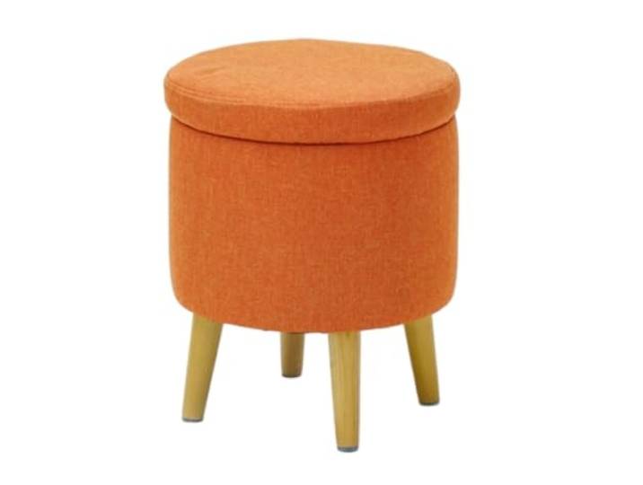 DANNMPX Sitzhocker Wohnzimmer Fußhocker Mit Abnehmbarer, Gepolsterter Sitzfläche Verstecktem Platz Und Holzbeinen Zusätzliche Sitzplätze(Orange)