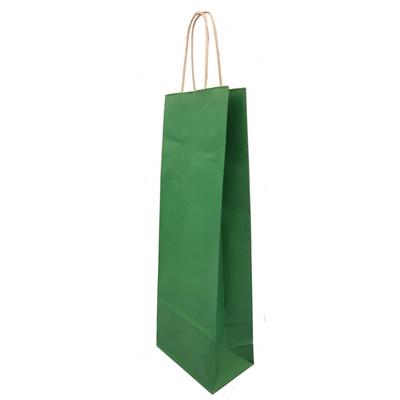VEPATIM 150 Flaschentragetaschen Flaschentaschen 140+80x390mm Papier dunkelgrün gerippt mit Kordel