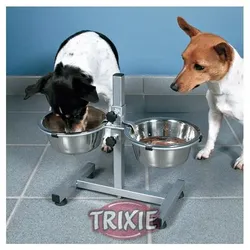 Trixie Hundebar - Hunde Doppelnapf | 2 x 0,75 l  Durchmesser je 15 cm