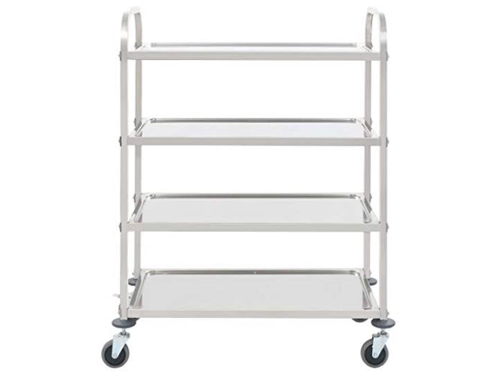 Catering Servierwagen, 4 Etagen, Edelstahl, Rollwagen für Hotels, 107 x 55 x 125 cm