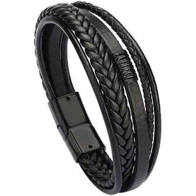 Lederarmband FIRETTI "Schmuck Geschenk Armschmuck Armkette", schwarz, Armbänder, Damen, 21,5cm, Leder Zink, Leder, Zink, Lederarmband, Made in Germany