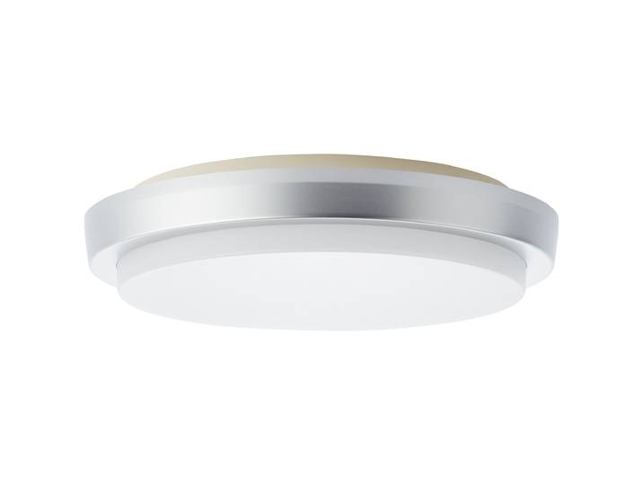 BRILLIANT Plafonnier d'extérieur LED intemporel DEVORA argent plastique Ø 28 cm 12W 1600 lumens 3000 Kelvin IP65