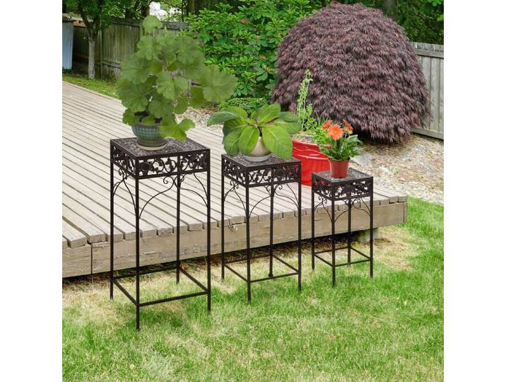 Lot de 3 supports pour plantes en fer forgé 3 dimensions