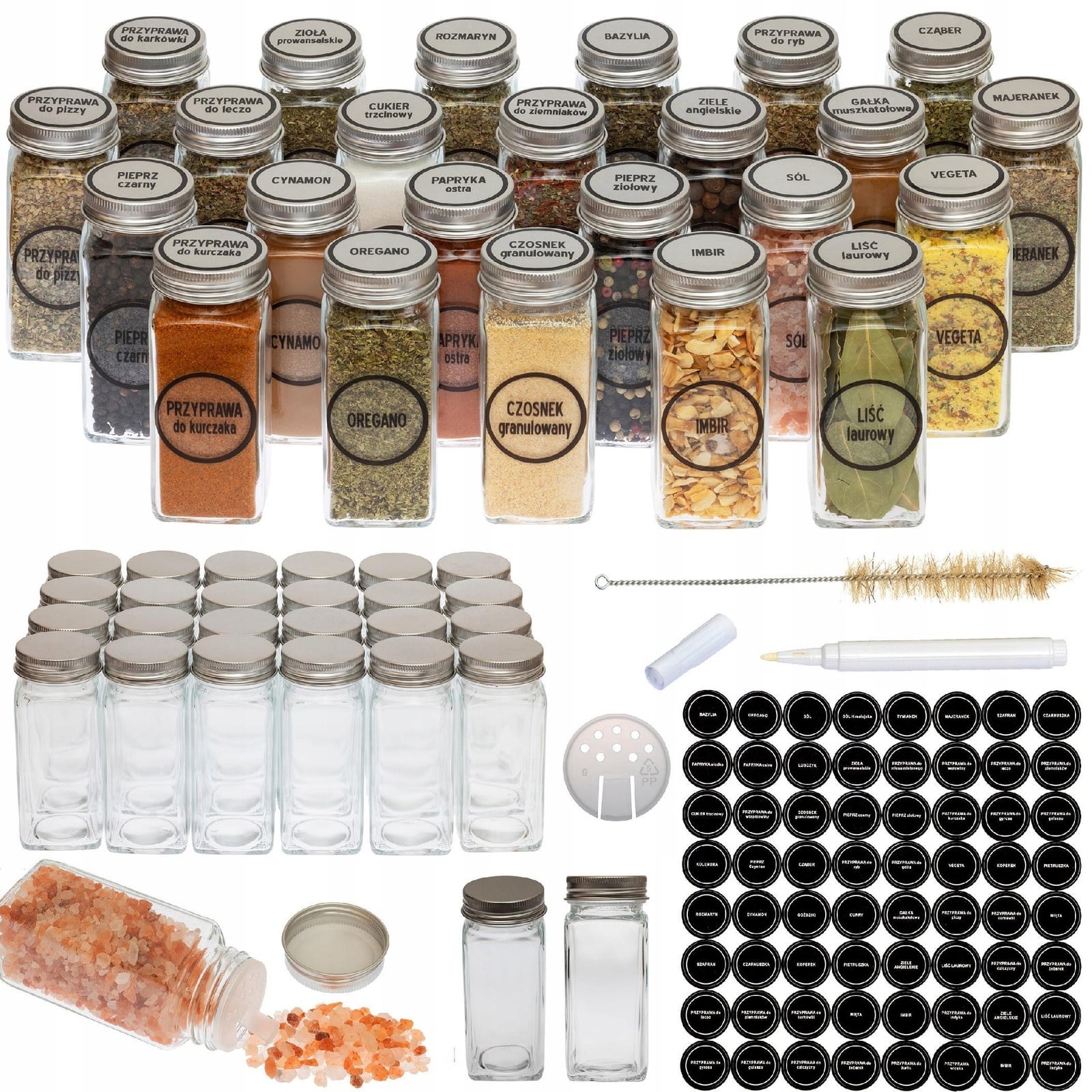 ZLARO Set met 24 kruidenpotjes van 120 ml en 68 etiketten