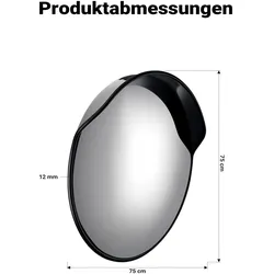 Wiltec, Sicherheitsspiegel, Verkehrsspiegel 75cm Konvexspiegel Schutzhaube Schwarz Sicherheitsspiegel (1.20 x 75 cm)