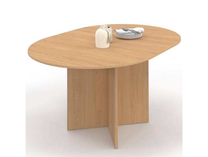 IDMarket - Esstisch, ausziehbar, oval, Martha, 110-150 cm, Bucheneffekt Kapazität 4-8 Personen